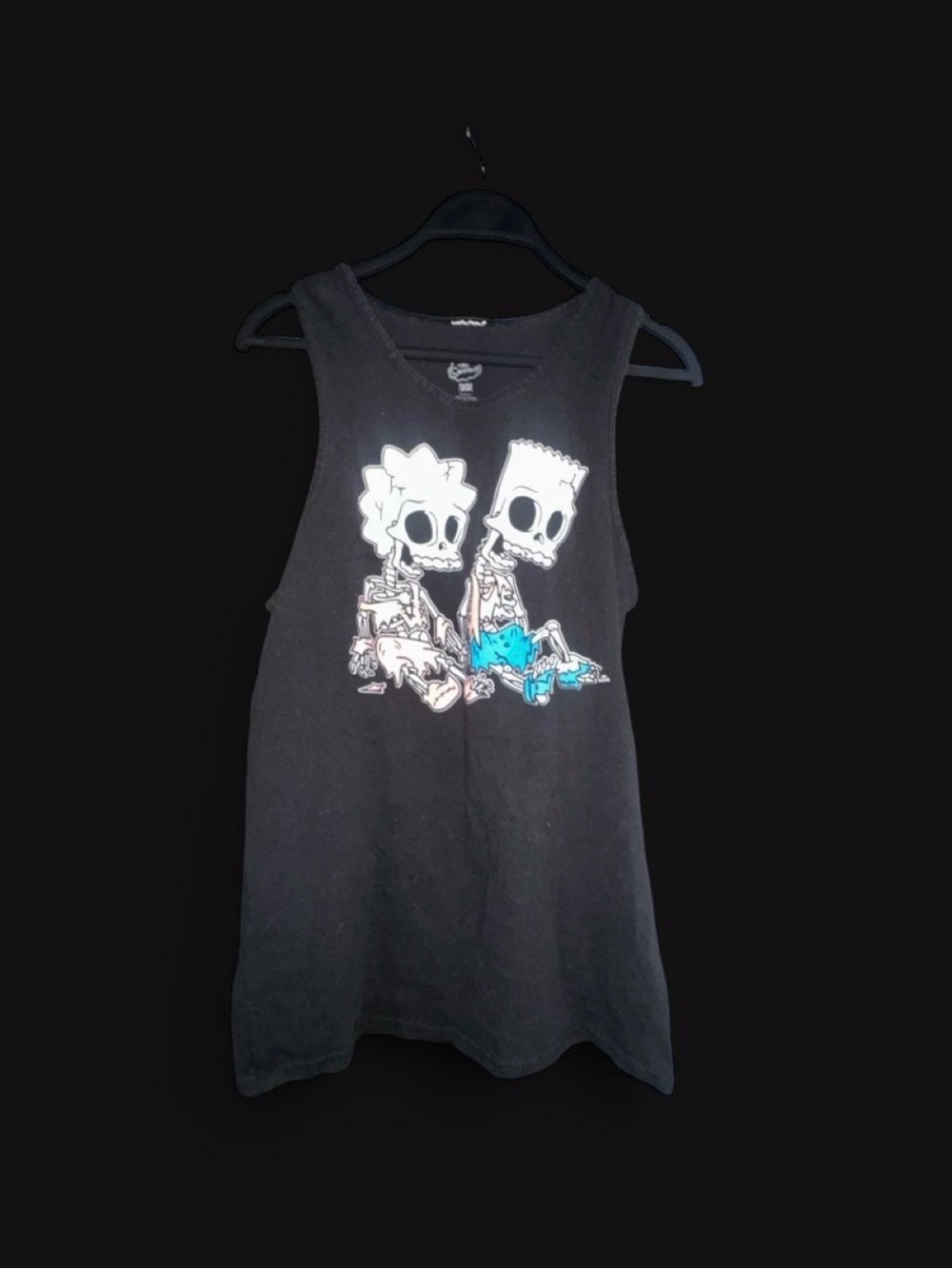 The Simpsons Siblings Skeletons Black Tank Top
